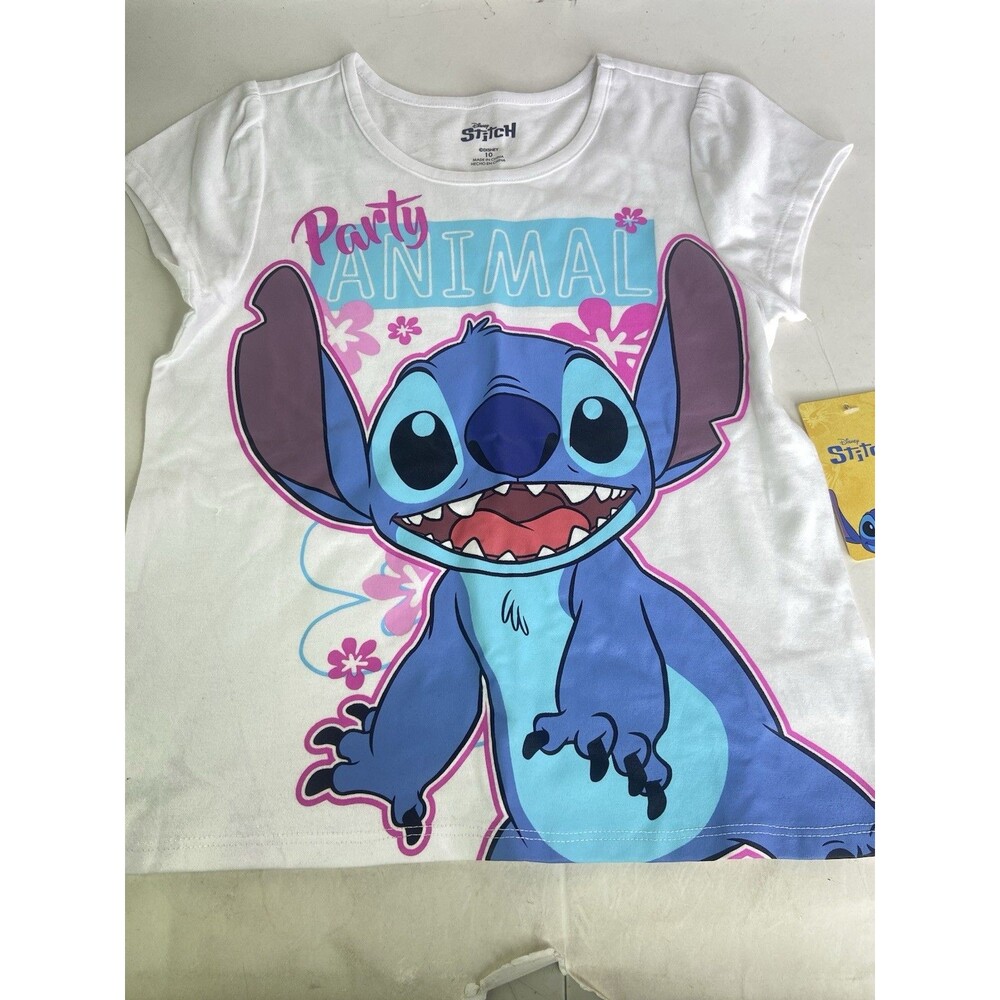 Disney Lilo and Stitch Party Animal Short Sleeve Tee T-Shirt Top Girls Size 10